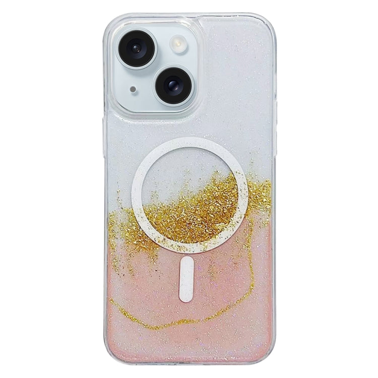For iPhone 15 Plus MagSafe Gilding Hybrid Clear TPU Phone Case(Pink) - iPhone 15 Plus Cases by buy2fix | Online Shopping UK | buy2fix