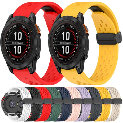 For Garmin Fenix 7S 20mm Folding Buckle Hole Silicone Watch Band(Black) - Watch Bands by buy2fix | Online Shopping UK | buy2fix