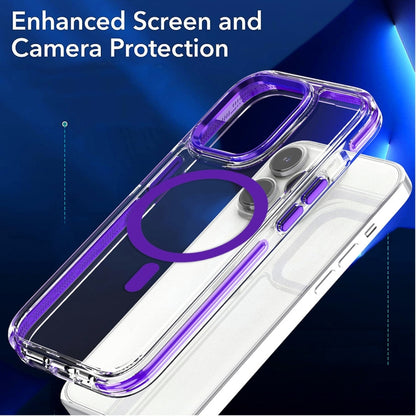 For iPhone 15 Plus Dual-color MagSafe TPU Hybrid Clear PC Shockproof Phone Case(Orange) - iPhone 15 Plus Cases by buy2fix | Online Shopping UK | buy2fix