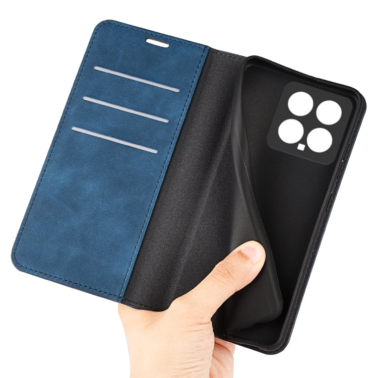For Xiaomi 14 Retro-skin Magnetic Suction Leather Phone Case(Dark Blue) - 14 Cases by buy2fix | Online Shopping UK | buy2fix