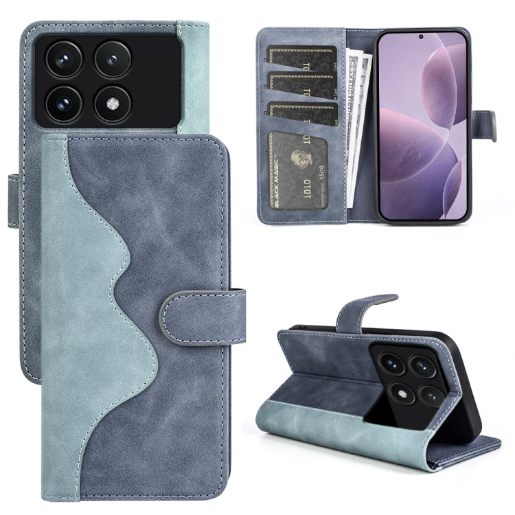 For Xiaomi Redmi K70 Stitching Horizontal Flip Leather Phone Case(Blue) - K70 Cases by buy2fix | Online Shopping UK | buy2fix