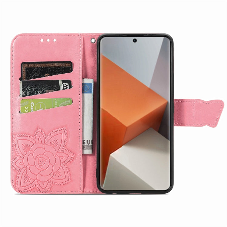 For Xiaomi Redmi Note 13 Pro+ Butterfly Love Flower Embossed Leather Phone Case(Pink) - Note 13 Pro+ Cases by buy2fix | Online Shopping UK | buy2fix
