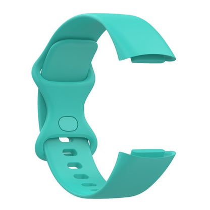 For Fitbit Charge 6 Solid Color Butterfly Buckle Silicone Watch Band, Size:S Size(Teal Green) - Watch Bands by buy2fix | Online Shopping UK | buy2fix