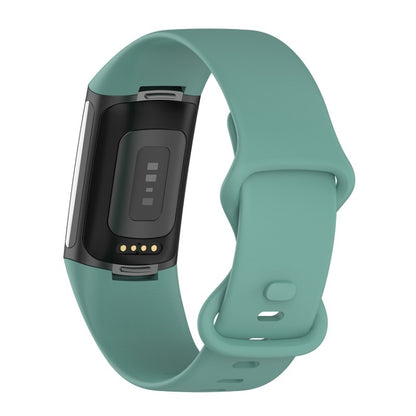 For Fitbit Charge 6 Solid Color Butterfly Buckle Silicone Watch Band, Size:S Size(Pine Green) - Watch Bands by buy2fix | Online Shopping UK | buy2fix