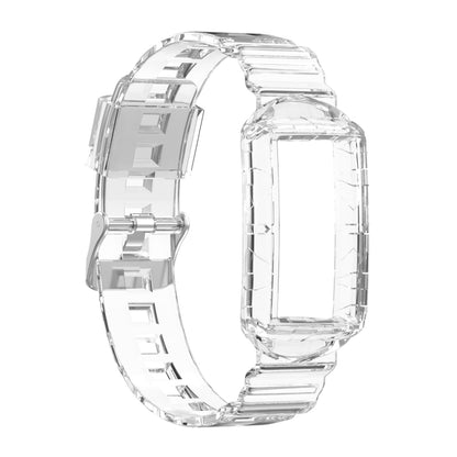 For Fitbit Charge 6 / 5 / 4 / 3 Armor Integrated TPU Watch Band(Transparent) - Watch Bands by buy2fix | Online Shopping UK | buy2fix