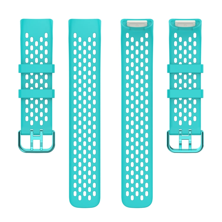 For Fitbit Charge 5 Solid Color Breathable Sports Silicone Watch Band(Teal Green) - Watch Bands by buy2fix | Online Shopping UK | buy2fix