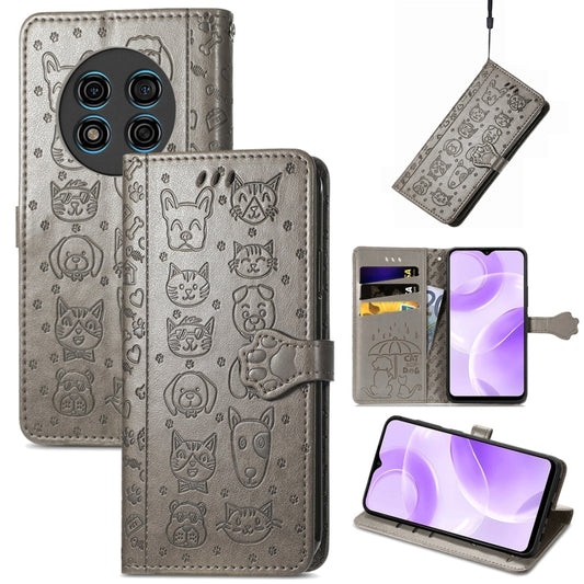 For Ulefone Note 15 Cat and Dog Embossed Leather Phone Case(Grey) - Ulefone Cases by buy2fix | Online Shopping UK | buy2fix