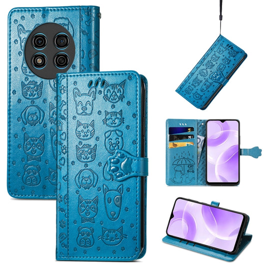 For Ulefone Note 15 Cat and Dog Embossed Leather Phone Case(Blue) - Ulefone Cases by buy2fix | Online Shopping UK | buy2fix