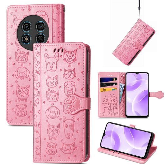 For Ulefone Note 15 Cat and Dog Embossed Leather Phone Case(Pink) - Ulefone Cases by buy2fix | Online Shopping UK | buy2fix