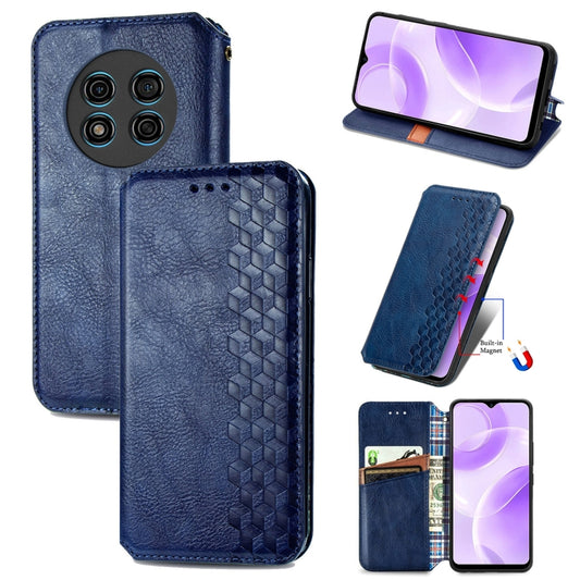 For Ulefone Note 15 Cubic Grid Pressed Magnetic Leather Phone Case(Blue) - Ulefone Cases by buy2fix | Online Shopping UK | buy2fix