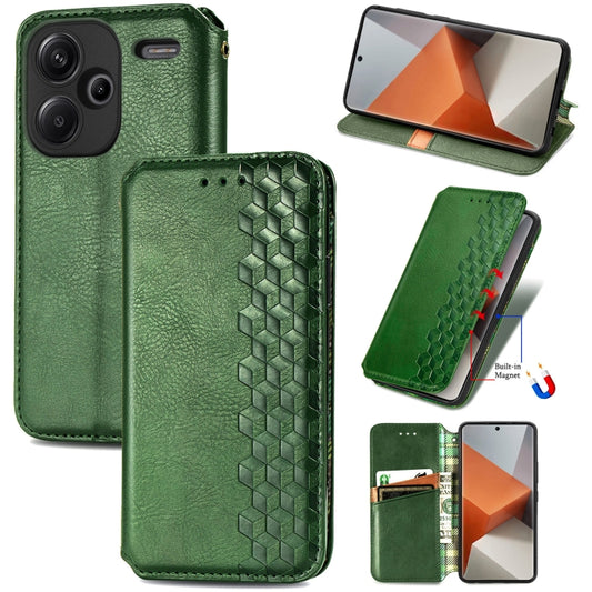 ForXiaomi Redmi Note 13 Pro+ Cubic Grid Pressed Magnetic Leather Phone Case(Green) - Note 13 Pro+ Cases by buy2fix | Online Shopping UK | buy2fix