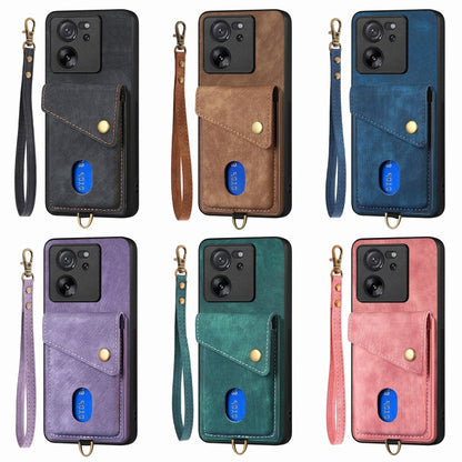 For Xiaomi 14 Retro Card Wallet Fold Leather Phone Case with Strap(Black) - 14 Cases by buy2fix | Online Shopping UK | buy2fix