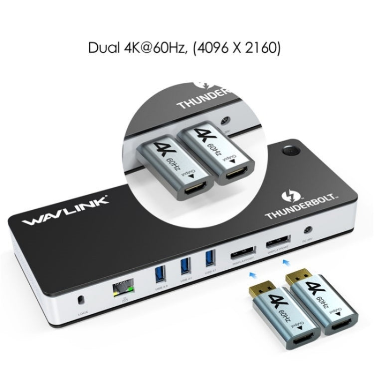 WAVLINK UTD21H 11 in 1 4K Dual DisplayPort Hub Converter Thunderbolt 3 Docking Station, Plug:US Plug - USB HUB by WAVLINK | Online Shopping UK | buy2fix