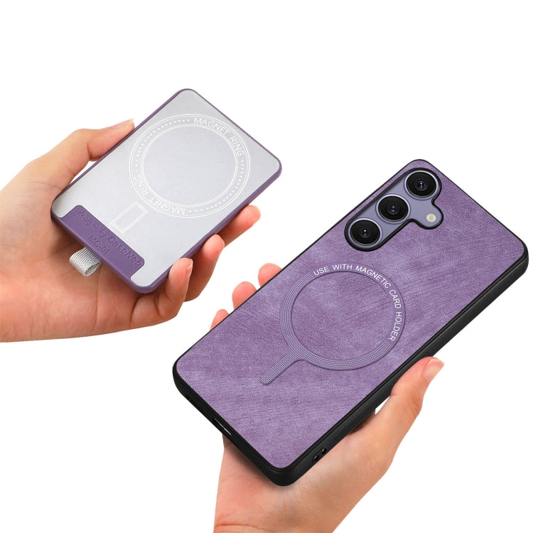 For Samsung Galaxy S25+ 5G Retro Splitable Magnetic Card Bag Leather Phone Case(Purple) - Galaxy Phone Cases by buy2fix | Online Shopping UK | buy2fix