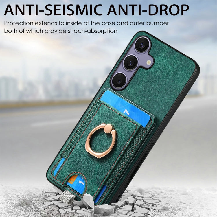 For Samsung Galaxy S25 Ultra 5G Retro Splitable Magnetic Card Bag Leather Phone Case(Green) - Galaxy Phone Cases by buy2fix | Online Shopping UK | buy2fix