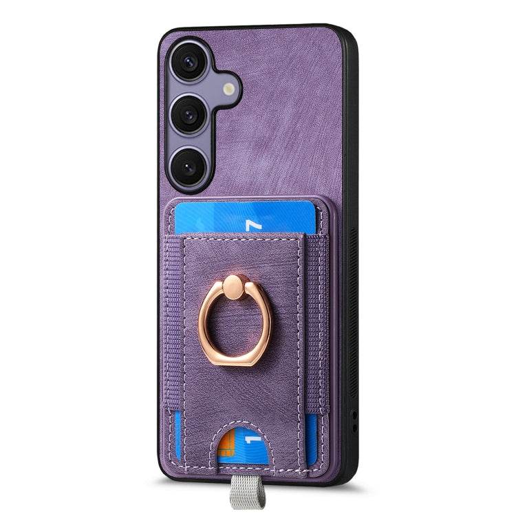 For Samsung Galaxy S25 Ultra 5G Retro Splitable Magnetic Card Bag Leather Phone Case(Purple) - Galaxy Phone Cases by buy2fix | Online Shopping UK | buy2fix