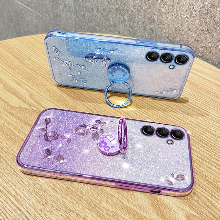 For Samsung Galaxy S25 Ultra 5G Gradient Glitter Immortal Flower Ring All-inclusive Phone Case(Purple) - Galaxy S25 Ultra 5G Cases by buy2fix | Online Shopping UK | buy2fix