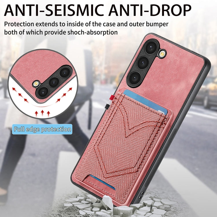 For Samsung Galaxy S25 5G Denim Texture Leather Skin Phone Case with Card Slot(Pink) - Galaxy S25 5G Cases by buy2fix | Online Shopping UK | buy2fix