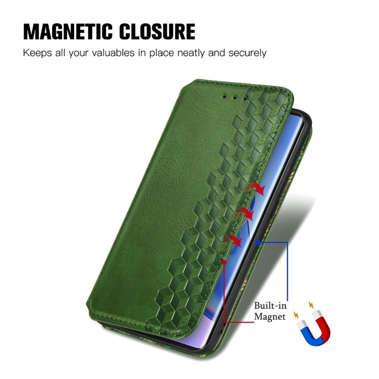 For Blackview A200 Pro Cubic Grid Pressed Magnetic Leather Phone Case(Green) - More Brand by buy2fix | Online Shopping UK | buy2fix