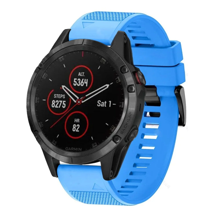 For Garmin Fenix 5 Plus 22mm Quick Release Silicone Watch Band(Sky Blue) - Watch Bands by buy2fix | Online Shopping UK | buy2fix