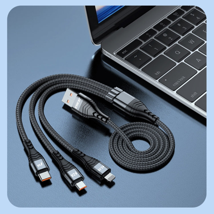 ENKAY 3-in-1 6A USB to Type-C / 8 Pin / Micro USB Multifunction Fast Charging Cable, Cable Length:2m(Black) - Multifunction Cable by ENKAY | Online Shopping UK | buy2fix