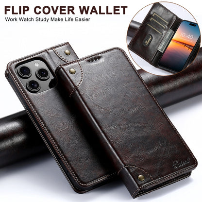 For iPhone 16 Pro Max Suteni Baroque Calf Texture Buckle Wallet Leather Phone Case(Brown) - iPhone 16 Pro Max Cases by Suteni | Online Shopping UK | buy2fix