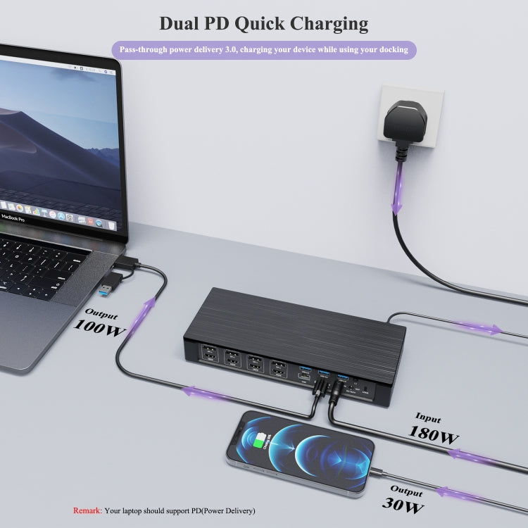 WAVLINK UG69PD10 1 to 4 Screens 4K/5K AV Transfer USB-C to HD Type-C Docking Station Hub, Plug:AU Plug - USB HUB by WAVLINK | Online Shopping UK | buy2fix