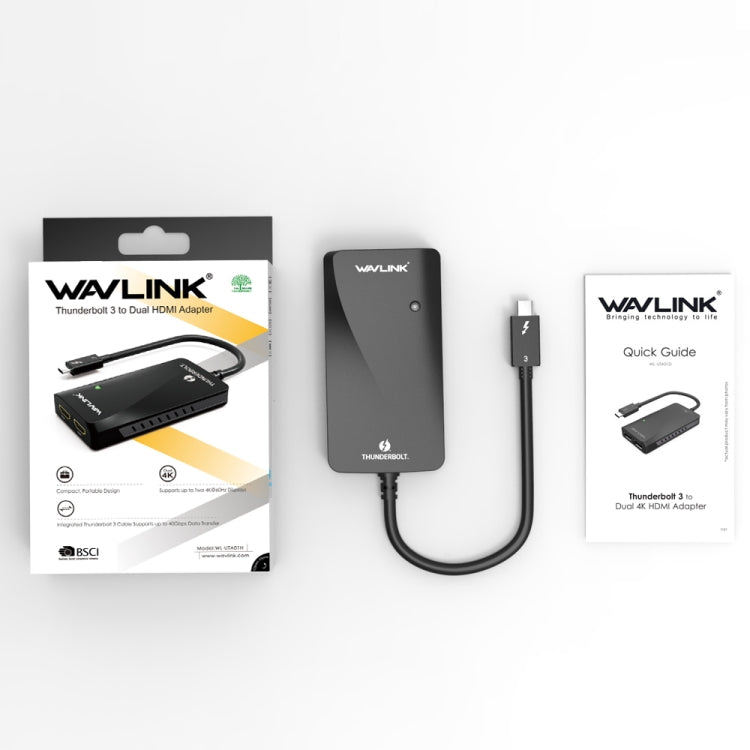 WAVLINK WL-UTA01H Type-C Thunderbolt 3 to Dual HDMI Multi-Screen Extender Splitter Adapter - Converter by WAVLINK | Online Shopping UK | buy2fix