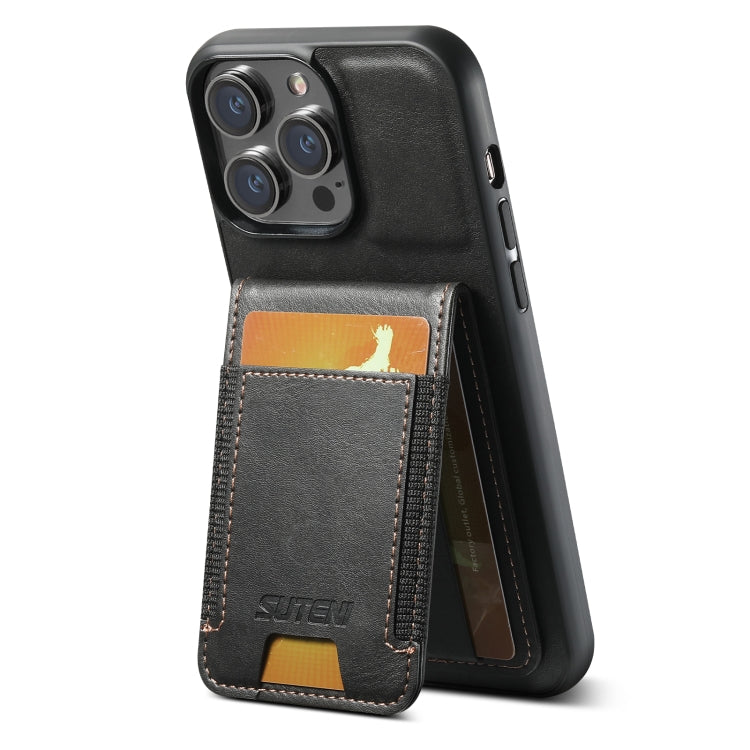 For iPhone 15 Pro Max Suteni H03 Oil Wax Leather Wallet Stand Back Phone Case(Black) - iPhone 15 Pro Max Cases by Suteni | Online Shopping UK | buy2fix