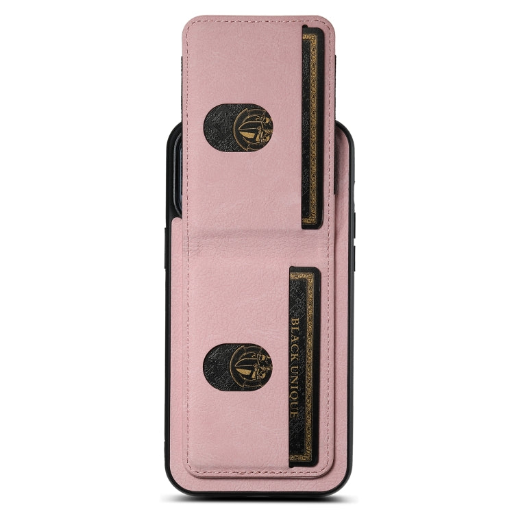 For iPhone 15 Pro Max Suteni H03 Litchi Leather Card Bag Stand Back Phone Case(Pink) - iPhone 15 Pro Max Cases by Suteni | Online Shopping UK | buy2fix