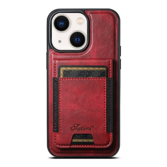 For iPhone 13 Suteni H17 Oil Eax Leather MagSafe Detachable Wallet Phone Case(Red) - iPhone 13 Cases by Suteni | Online Shopping UK | buy2fix