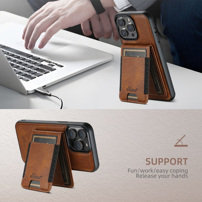 For iPhone 16 Suteni H17 Oil Eax Leather MagSafe Detachable Wallet Phone Case(Brown) - iPhone 16 Cases by Suteni | Online Shopping UK | buy2fix