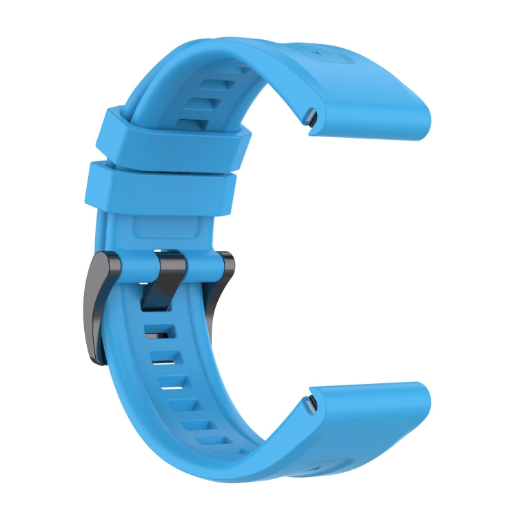 For Garmin Quatix 7 Pro Solid Color Black Buckle Silicone Quick Release Watch Band(Sky Blue) - Watch Bands by buy2fix | Online Shopping UK | buy2fix