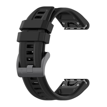 For Garmin Fenix 6 GPS Solid Color Black Buckle Silicone Quick Release Watch Band(Black) - Watch Bands by buy2fix | Online Shopping UK | buy2fix