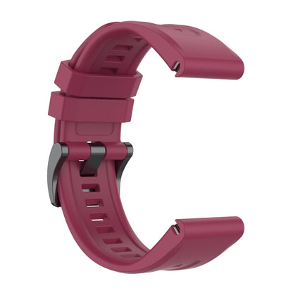 For Garmin Fenix 6 GPS Solid Color Black Buckle Silicone Quick Release Watch Band(Wine Red) - Watch Bands by buy2fix | Online Shopping UK | buy2fix