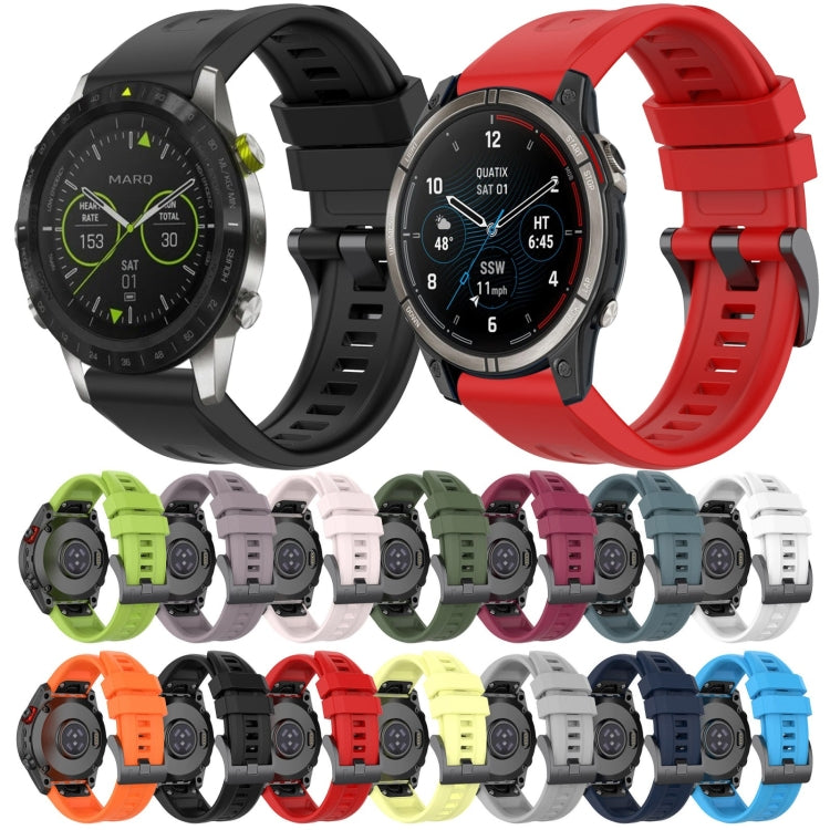 For Garmin Fenix 6 GPS Solid Color Black Buckle Silicone Quick Release Watch Band(Black) - Watch Bands by buy2fix | Online Shopping UK | buy2fix