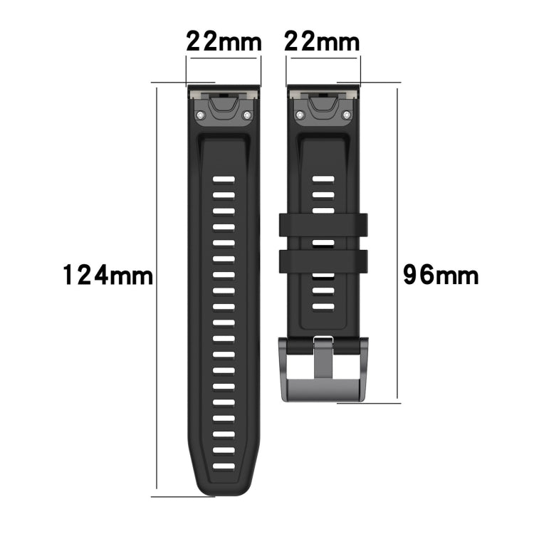 For Garmin Fenix 7 Solar / Sapphire Solar Solid Color Black Buckle Silicone Quick Release Watch Band(Black) - Watch Bands by buy2fix | Online Shopping UK | buy2fix