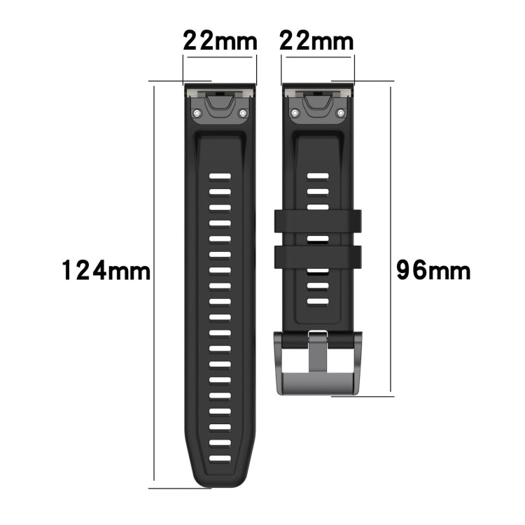 For Garmin Fenix 6 GPS Solid Color Black Buckle Silicone Quick Release Watch Band(Black) - Watch Bands by buy2fix | Online Shopping UK | buy2fix