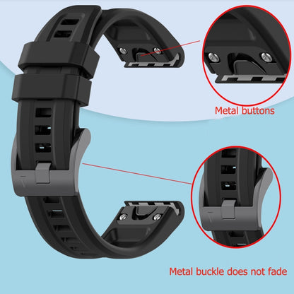 For Garmin Fenix 6 GPS Solid Color Black Buckle Silicone Quick Release Watch Band(Black) - Watch Bands by buy2fix | Online Shopping UK | buy2fix