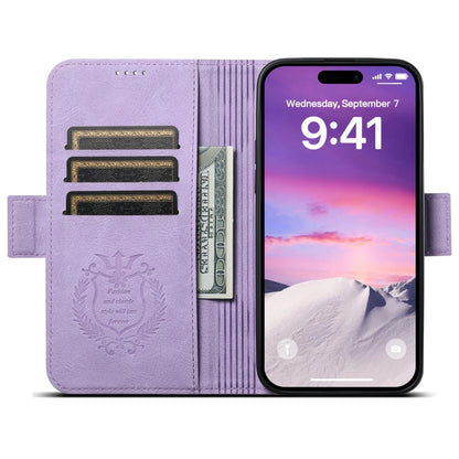 For iPhone 12 / 12 Pro SUTENI J07 Multifunctional Horizontal Flip Magsafe Leather Phone Case(Purple) - iPhone 12 / 12 Pro Cases by Suteni | Online Shopping UK | buy2fix