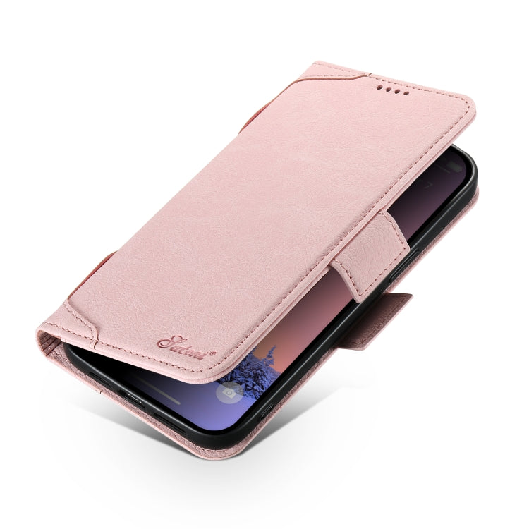 For iPhone 13 Pro Max SUTENI J07 Multifunctional Horizontal Flip Magsafe Leather Phone Case(Pink) - iPhone 13 Pro Max Cases by Suteni | Online Shopping UK | buy2fix