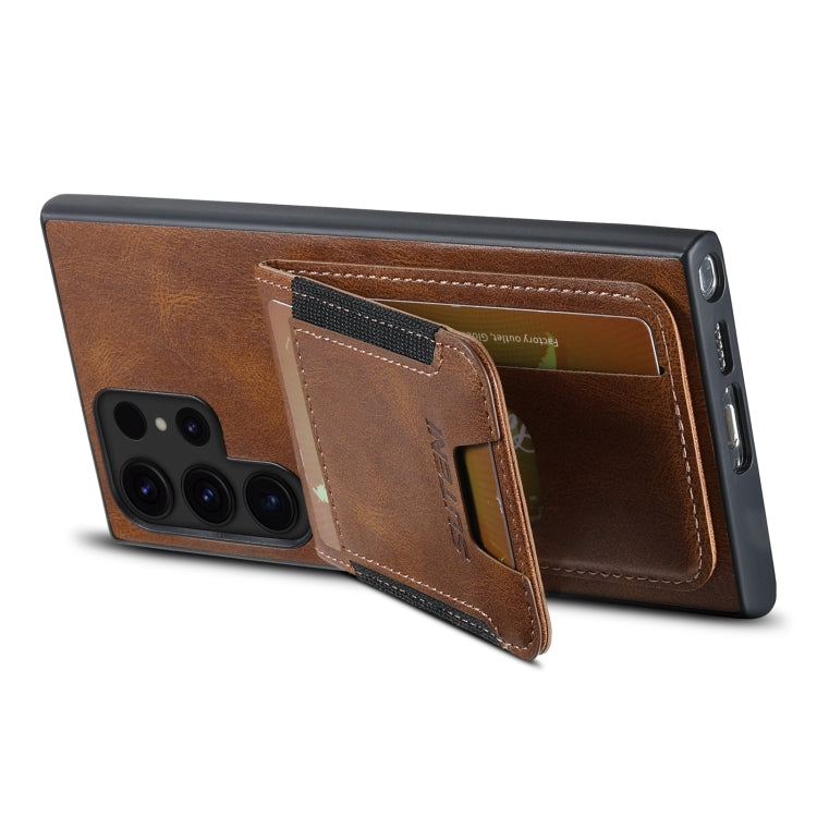 For Samsung Galaxy S23 Ultra 5G Suteni H03 Oil Wax Leather Wallet Stand Back Phone Case(Brown) - Galaxy S23 Ultra 5G Cases by Suteni | Online Shopping UK | buy2fix