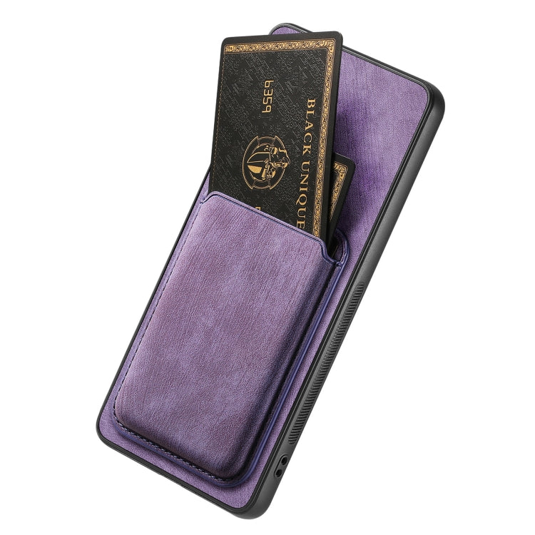 For OPPO Reno10 Global Retro Leather Card Bag Magnetic Phone Case(Purple) - OPPO Cases by buy2fix | Online Shopping UK | buy2fix