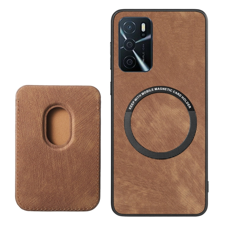 For OPPO A1 5G Retro Leather Card Bag Magnetic Phone Case(Brown) - OPPO Cases by buy2fix | Online Shopping UK | buy2fix