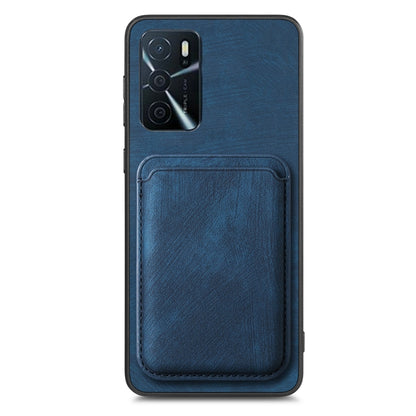 For OPPO Reno8 T 5G Retro Leather Card Bag Magnetic Phone Case(Blue) - OPPO Cases by buy2fix | Online Shopping UK | buy2fix