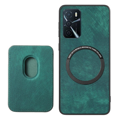 For OPPO Reno8 T 5G Retro Leather Card Bag Magnetic Phone Case(Green) - OPPO Cases by buy2fix | Online Shopping UK | buy2fix