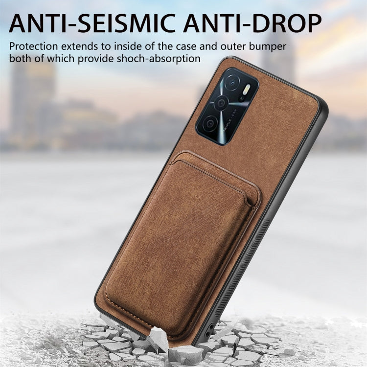 For OPPO Reno8 Pro 5G Retro Leather Card Bag Magnetic Phone Case(Brown) - OPPO Cases by buy2fix | Online Shopping UK | buy2fix
