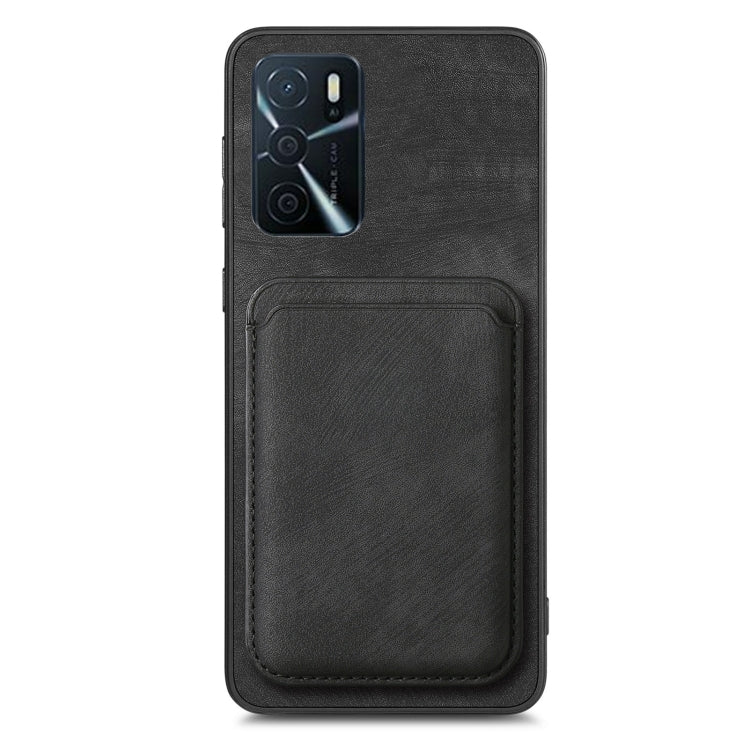 For OPPO Reno8 5G Retro Leather Card Bag Magnetic Phone Case(Black) - OPPO Cases by buy2fix | Online Shopping UK | buy2fix