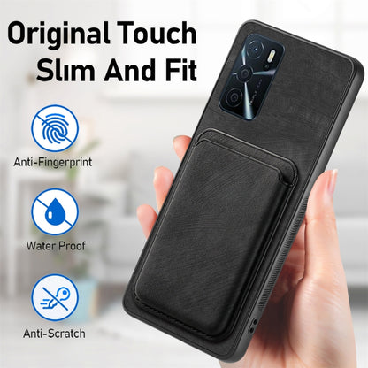 For OPPO A57 5G Retro Leather Card Bag Magnetic Phone Case(Black) - OPPO Cases by buy2fix | Online Shopping UK | buy2fix