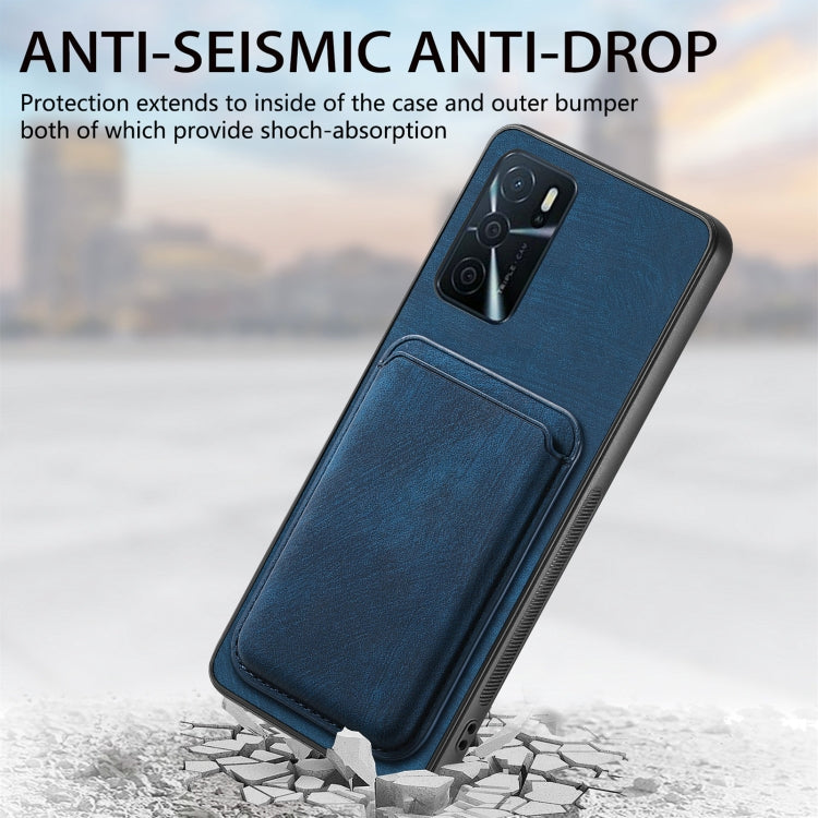 For OPPO Reno6 Z Retro Leather Card Bag Magnetic Phone Case(Blue) - OPPO Cases by buy2fix | Online Shopping UK | buy2fix